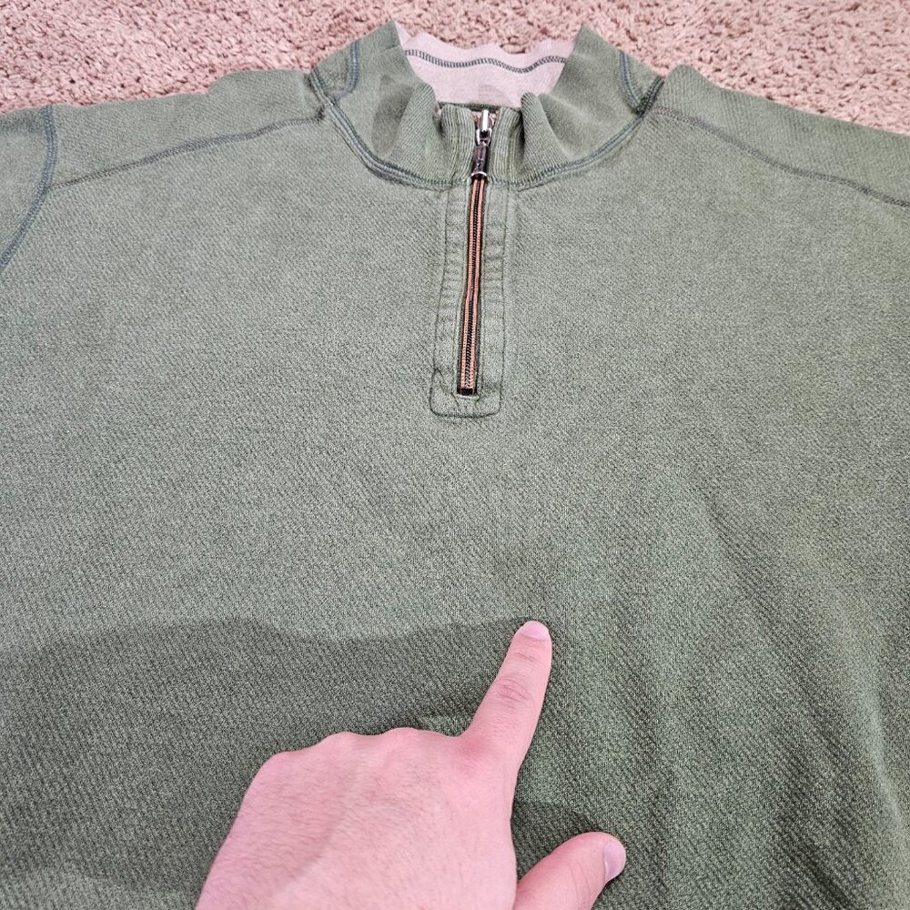 READ Tommy Bahamas Reversible Sweatshirt Mens XL Green 1/4 Zip Pullover Sweater - Picture 3 of 7